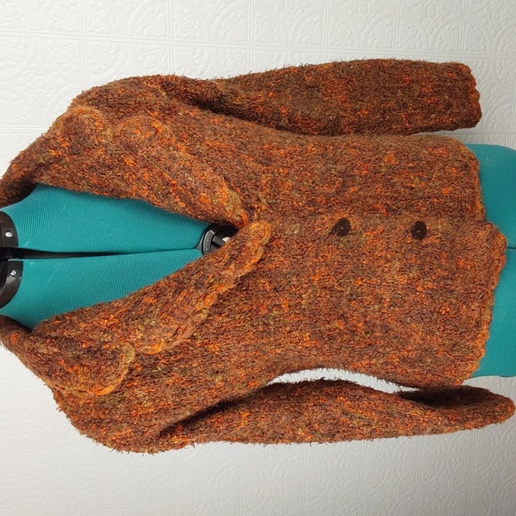 Carole Little- Rich brown & orange knit tailored fall sweater - Picture 1 of 3